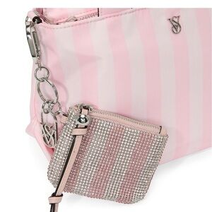 Victoria's Secret Pink and Silver Crystal Wristlet Key Pouch